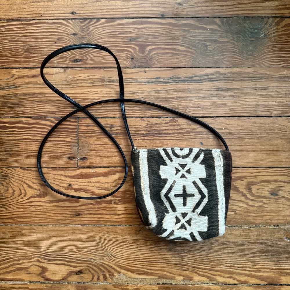 Vintage Abstract Black and Cream Crossbody Bag
